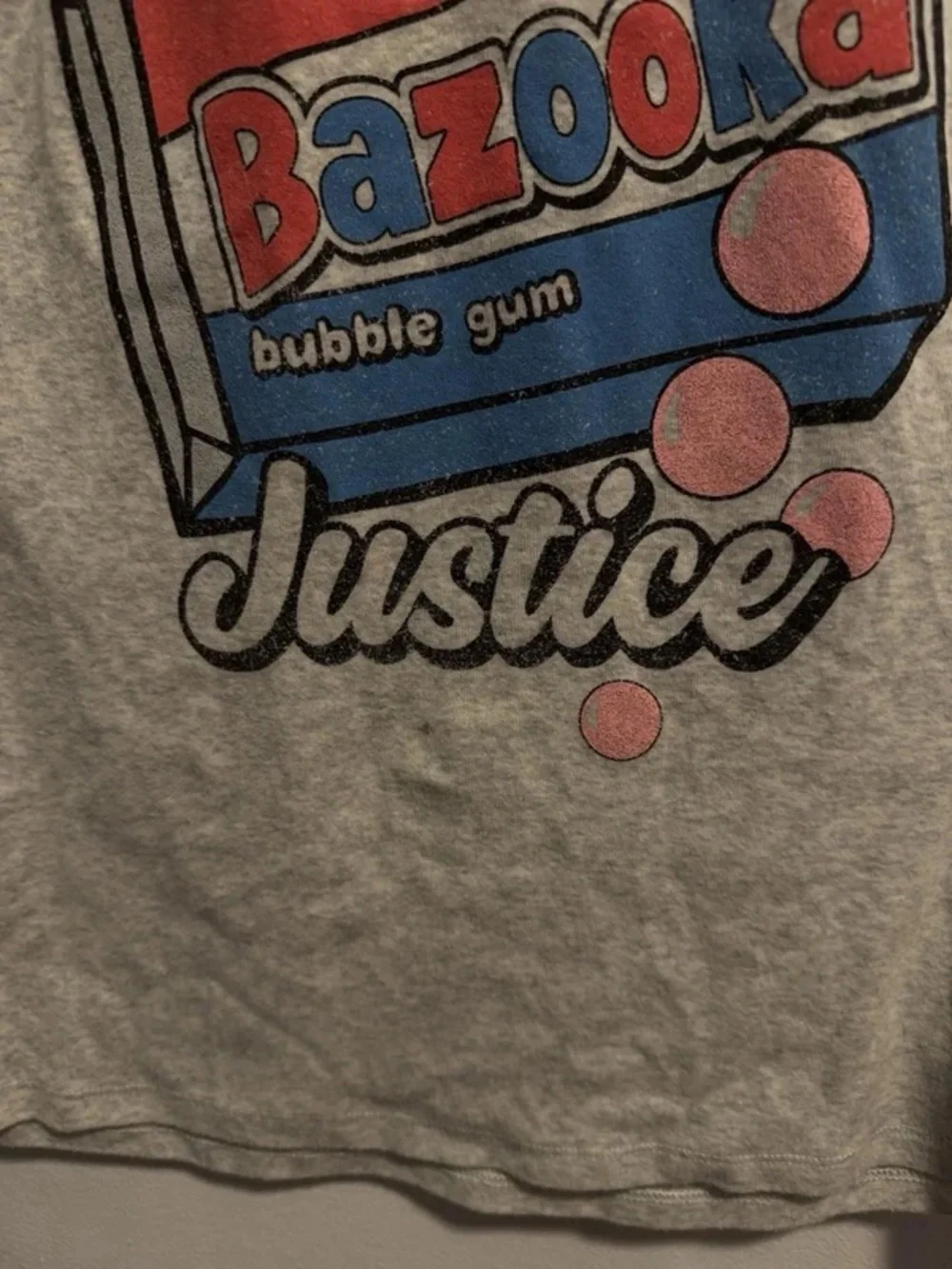 Justice Pink & Gray Bazooka Bubble Gum Graphic Tee